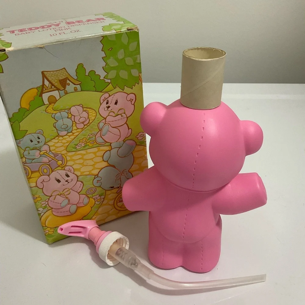 🎉🎉HP🎉1981 Avon PINK TEDDY BEAR Baby Lotion Dispenser with Pump 10 oz (empty) - Picture 2 of 4